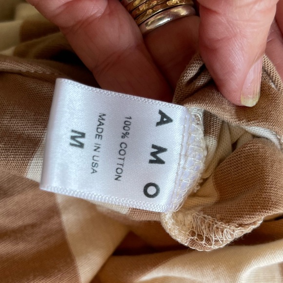 AMO Dune Stripe T-Shirt Dress Tan/Cream Size Medium - Picture 6 of 6